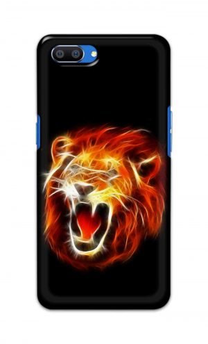 For Realme C1 Printed Mobile Case Back Cover Pouch (Lion Fire)
