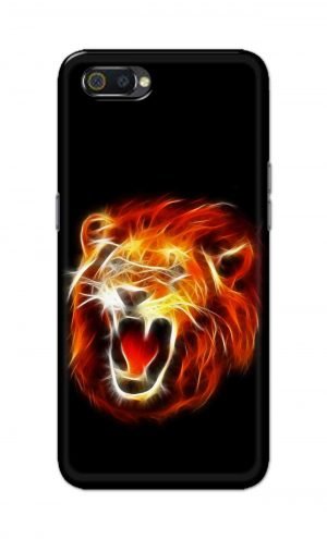 For Realme C2 Printed Mobile Case Back Cover Pouch (Lion Fire)