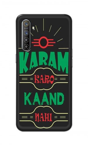 For Realme X2 Printed Mobile Case Back Cover Pouch (Karam Karo Kaand Nahi)