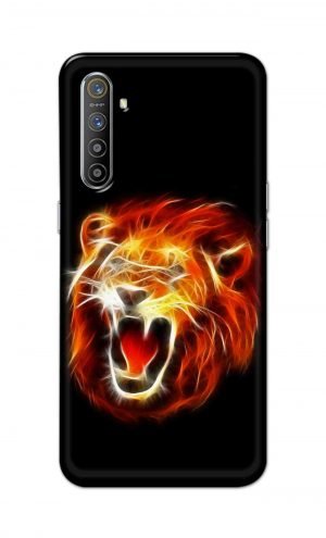 For Realme X2 Printed Mobile Case Back Cover Pouch (Lion Fire)