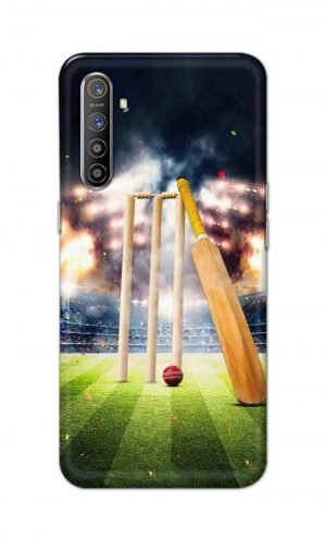 For Realme X2 Printed Mobile Case Back Cover Pouch (Cricket Bat Ball)