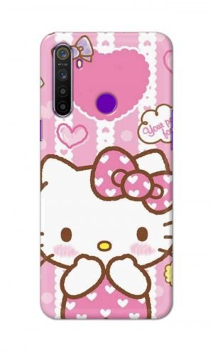 For Realme 5i Printed Mobile Case Back Cover Pouch (Hello Kitty Pink)