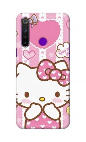 For Realme 5 Pro Printed Mobile Case Back Cover Pouch (Hello Kitty Pink)