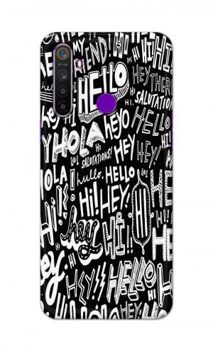 For Realme 5 Pro Printed Mobile Case Back Cover Pouch (Black And White Graffiti)