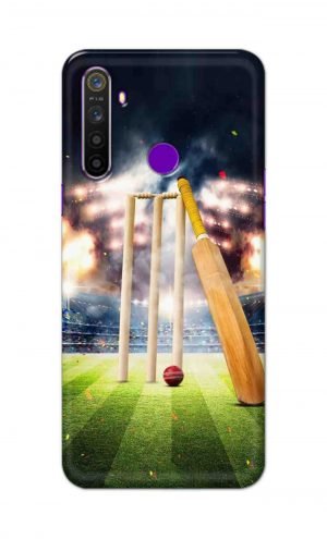 For Realme 5 Pro Printed Mobile Case Back Cover Pouch (Cricket Bat Ball)