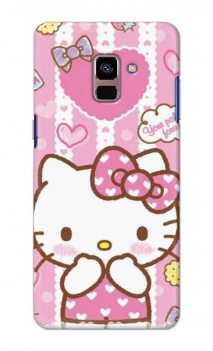 For Samsung A8 Plus Printed Mobile Case Back Cover Pouch (Hello Kitty Pink)