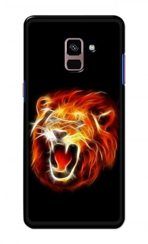 For Samsung A8 Plus Printed Mobile Case Back Cover Pouch (Lion Fire)