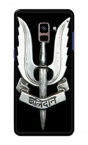 For Samsung A8 Plus Printed Mobile Case Back Cover Pouch (Indian Army Camouflage Balidan Badge)