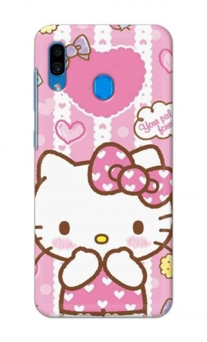 For Samsung Galaxy A30 Printed Mobile Case Back Cover Pouch (Hello Kitty Pink)