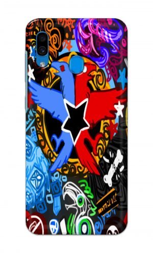 For Samsung Galaxy A30 Printed Mobile Case Back Cover Pouch (Colorful Eagle)