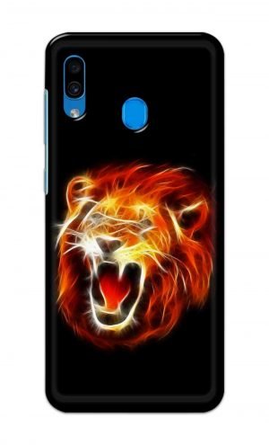 For Samsung Galaxy A30 Printed Mobile Case Back Cover Pouch (Lion Fire)