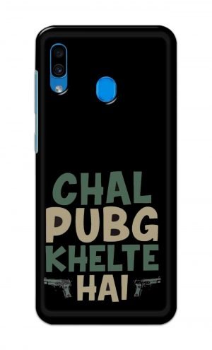 For Samsung Galaxy A30 Printed Mobile Case Back Cover Pouch (Pubg Khelte Hain)