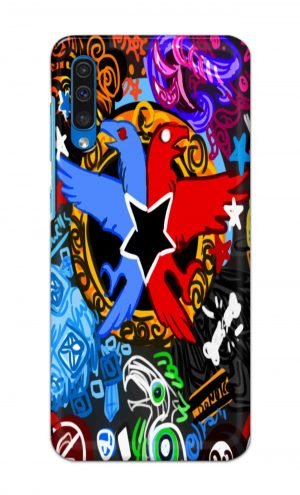 For Samsung Galaxy A50s Printed Mobile Case Back Cover Pouch (Colorful Eagle)