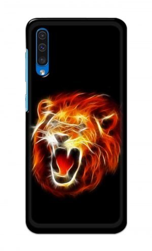 For Samsung Galaxy A50s Printed Mobile Case Back Cover Pouch (Lion Fire)
