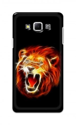 For Samsung Galaxy A7 Printed Mobile Case Back Cover Pouch (Lion Fire)