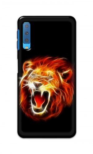 For Samsung Galaxy A7 2018 Printed Mobile Case Back Cover Pouch (Lion Fire)