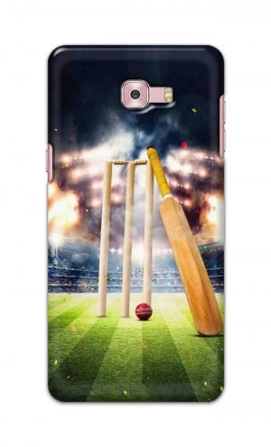 For Samsung Galaxy C9 Pro Printed Mobile Case Back Cover Pouch (Cricket Bat Ball)