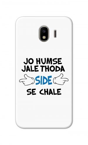 For Samsung Galaxy J4 Printed Mobile Case Back Cover Pouch (Jo Humse Jale Thoda Side Se Chale)