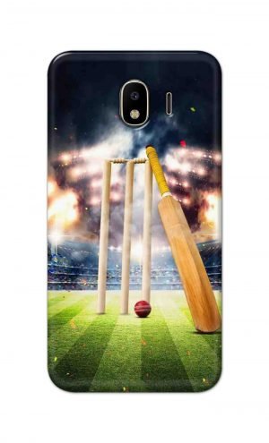 For Samsung Galaxy J4 Printed Mobile Case Back Cover Pouch (Cricket Bat Ball)