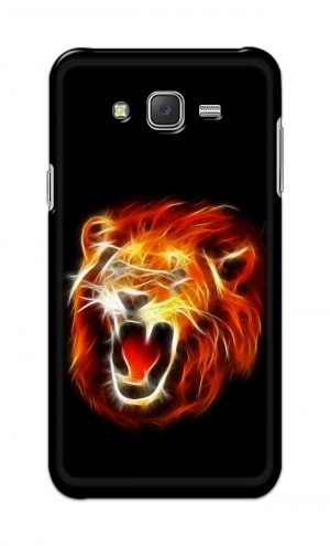 For Samsung Galaxy J5 2015 Printed Mobile Case Back Cover Pouch (Lion Fire)