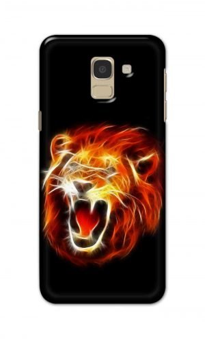 For Samsung Galaxy J6 2018 Printed Mobile Case Back Cover Pouch (Lion Fire)