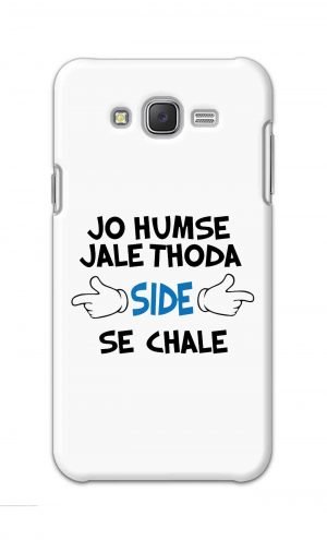 For Samsung Galaxy J7 Printed Mobile Case Back Cover Pouch (Jo Humse Jale Thoda Side Se Chale)