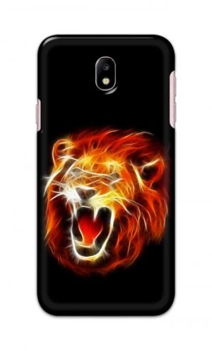 For Samsung Galaxy J7 2017 Printed Mobile Case Back Cover Pouch (Lion Fire)