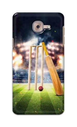 For Samsung Galaxy J7 Max Printed Mobile Case Back Cover Pouch (Cricket Bat Ball)