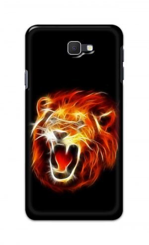 For Samsung Galaxy J7 Prime Printed Mobile Case Back Cover Pouch (Lion Fire)