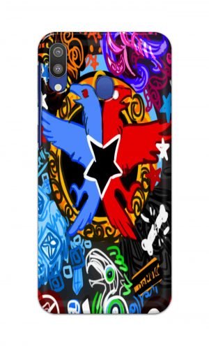 For Samsung Galaxy M20 Printed Mobile Case Back Cover Pouch (Colorful Eagle)