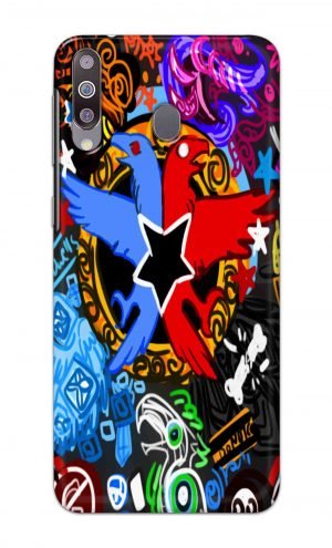 For Samsung Galaxy M30 Printed Mobile Case Back Cover Pouch (Colorful Eagle)