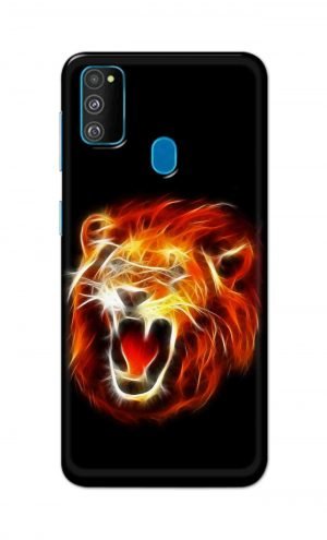 For Samsung Galaxy M30s Printed Mobile Case Back Cover Pouch (Lion Fire)