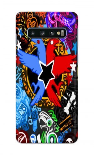 For Samsung Galaxy S10 Printed Mobile Case Back Cover Pouch (Colorful Eagle)