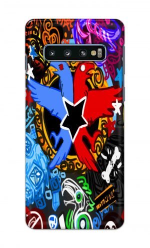 For Samsung Galaxy S10 Plus Printed Mobile Case Back Cover Pouch (Colorful Eagle)