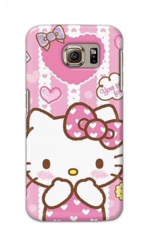 For Samsung Galaxy S6 Printed Mobile Case Back Cover Pouch (Hello Kitty Pink)