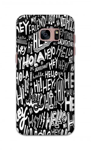 For Samsung Galaxy S7 edge Printed Mobile Case Back Cover Pouch (Black And White Graffiti)