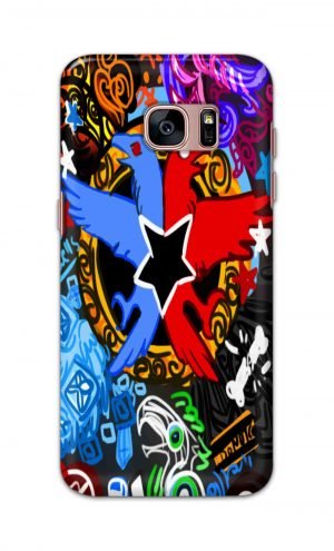 For Samsung Galaxy S7 edge Printed Mobile Case Back Cover Pouch (Colorful Eagle)