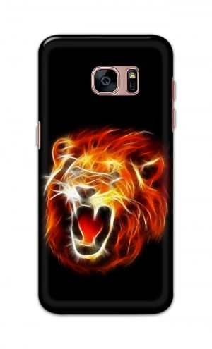 For Samsung Galaxy S7 edge Printed Mobile Case Back Cover Pouch (Lion Fire)