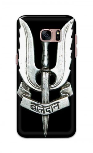 For Samsung Galaxy S7 edge Printed Mobile Case Back Cover Pouch (Indian Army Camouflage Balidan Badge)
