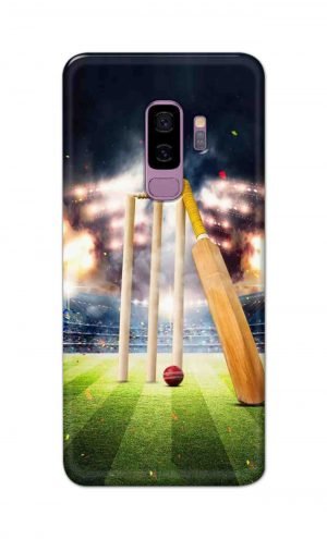 For Samsung Galaxy S9 Plus Printed Mobile Case Back Cover Pouch (Cricket Bat Ball)