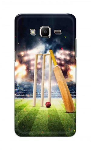 For Samsung J2 Printed Mobile Case Back Cover Pouch (Cricket Bat Ball)