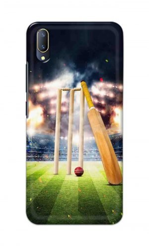 For Vivo V11 Pro Ptinted Mobile Case Back Cover Pouch (Cricket Bat Ball)