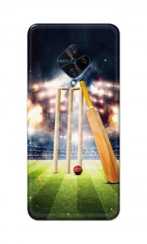 For Vivo S1 Pro Ptinted Mobile Case Back Cover Pouch (Cricket Bat Ball)