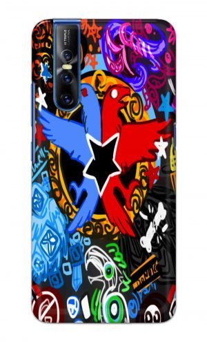 For Vivo V15 Pro Ptinted Mobile Case Back Cover Pouch (Colorful Eagle)