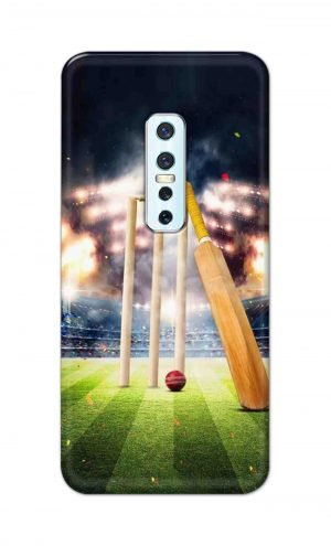 For Vivo V17 Pro Ptinted Mobile Case Back Cover Pouch (Cricket Bat Ball)