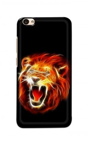 For Vivo V5 V5s Ptinted Mobile Case Back Cover Pouch (Lion Fire)