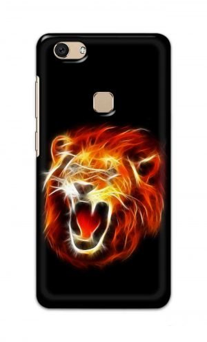 For Vivo V7 Ptinted Mobile Case Back Cover Pouch (Lion Fire)