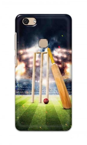 For Vivo V7 Ptinted Mobile Case Back Cover Pouch (Cricket Bat Ball)