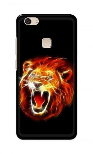 For Vivo V7 Plus Ptinted Mobile Case Back Cover Pouch (Lion Fire)