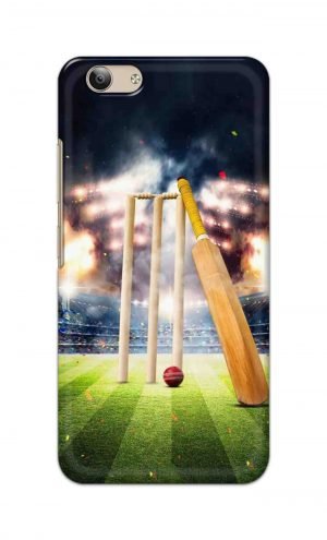 For VivoY53 Ptinted Mobile Case Back Cover Pouch (Cricket Bat Ball)
